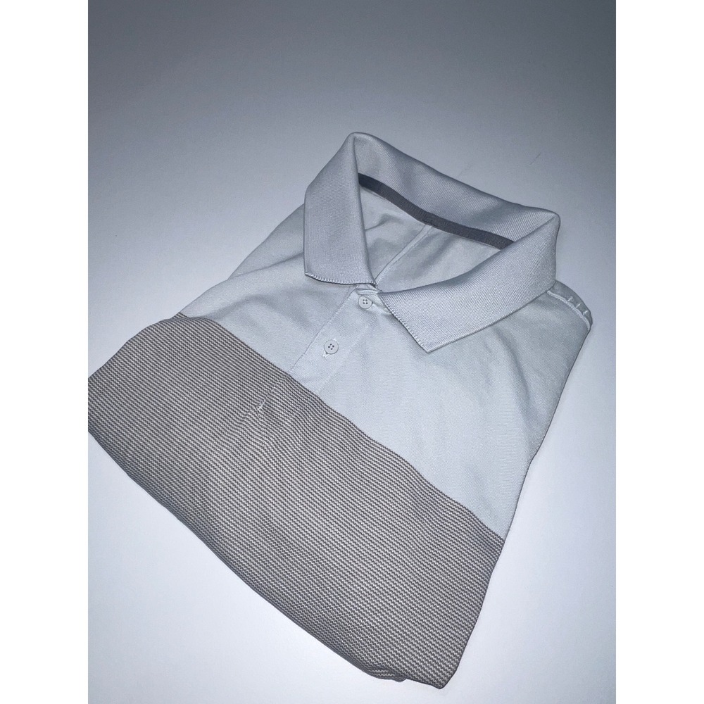 Lululemon Polo Shirt Mens L Gray White Evolution Striped Short Sleeve Vented